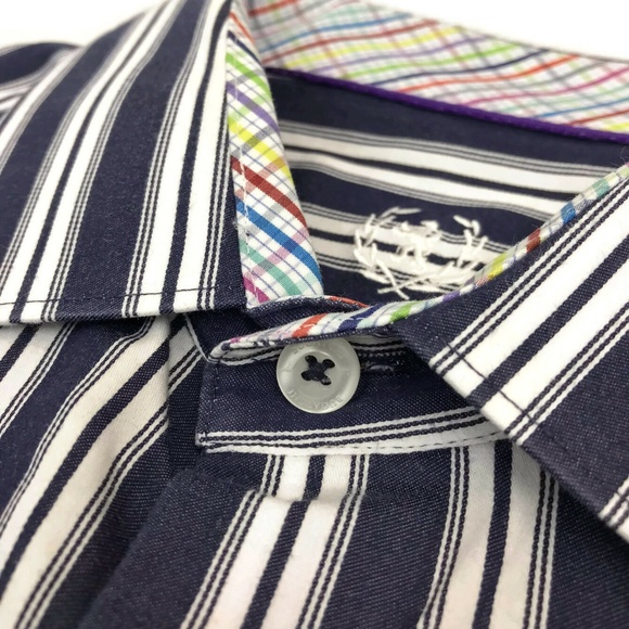 Bugatchi Uomo Striped Shirt 16 - 34/35 Flip Cuffs - Picture 5 of 8